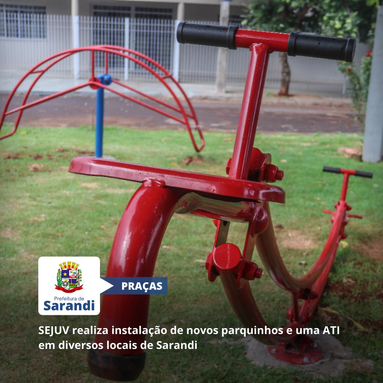 SEJUV realiza instalação de novos parquinhos e uma ATI em diversos locais de Sarandi